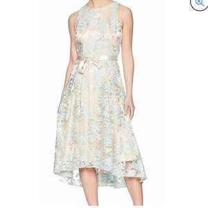 Tahari ASL Sleeveless Embroidered Mesh Dress